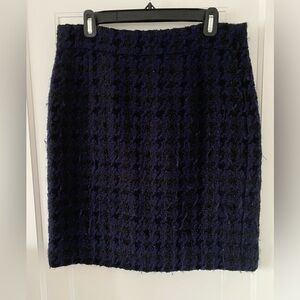 J. Crew navy and black herringbone wool-blend pencil skirt, size 10